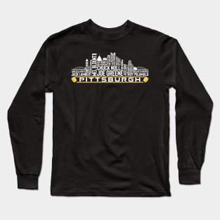 Pittsburgh Football Team All Time Legends, Pittsburgh City Skyline Long Sleeve T-Shirt